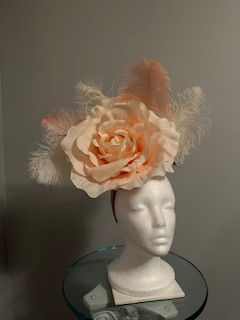 Thumbnail: SOLD Kentucky Derby  Kentucky Oaks Peach Fascinator "Peachy Rose”