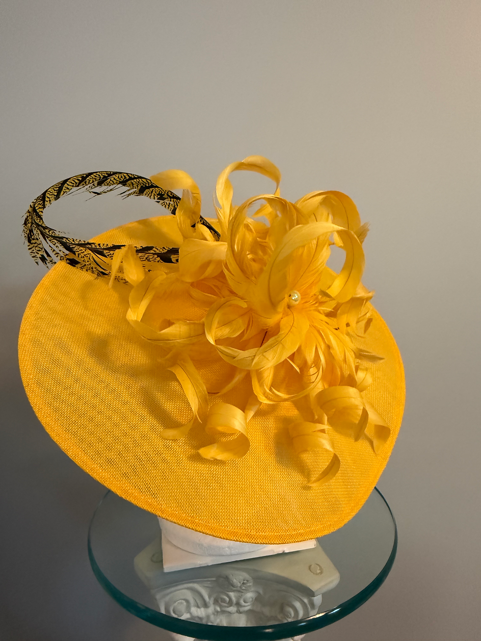 Thumbnail: Kentucky Derby Yellow Fascinator “Lemon Curls” 