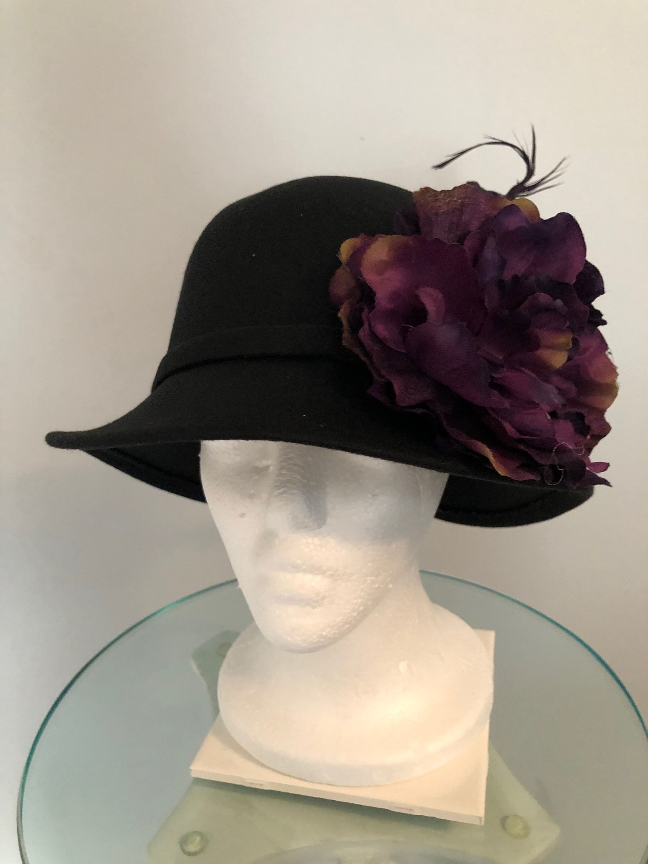SOLD - Breeders’ Cup Black Cloche Hat “A Sure Bet”