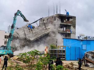 A Property getting demolished by HYDRAA in Hyderabad