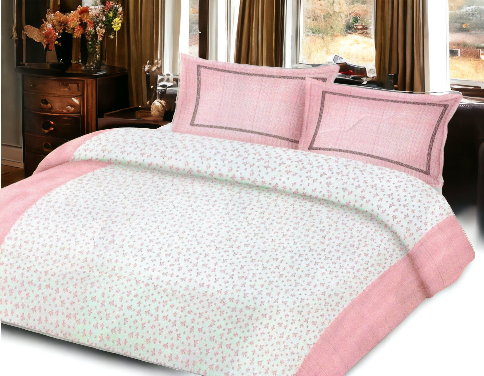 DOUBLE BED BEDSHEET WITH 2 PILLOW COVER BY TINY BLUSH TB-DBS-P-001