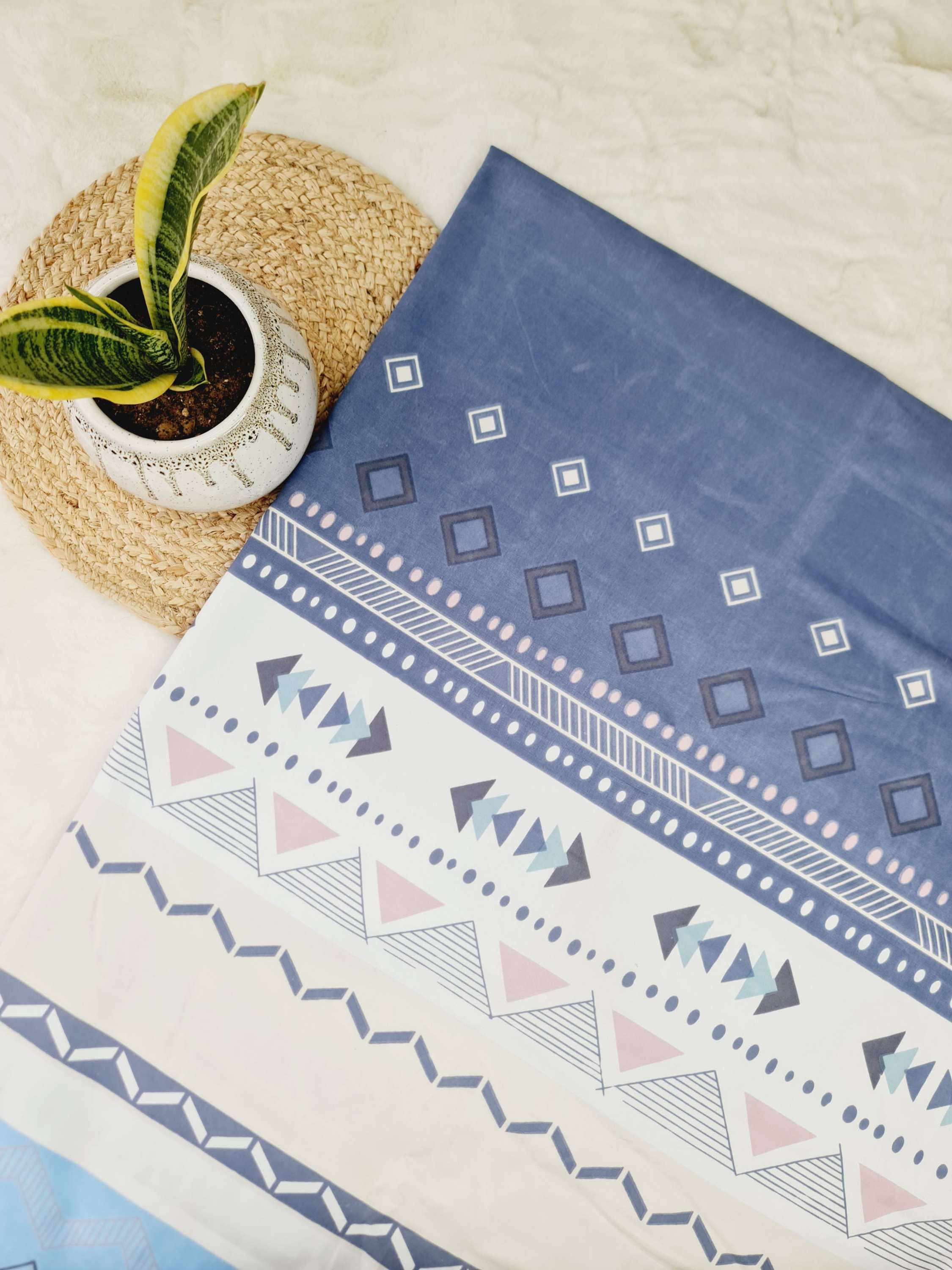 DOUBLE BED BEDSHEET WITH QUILTED PILLOW COVER TB-DBS-I-005 (INVISTA)