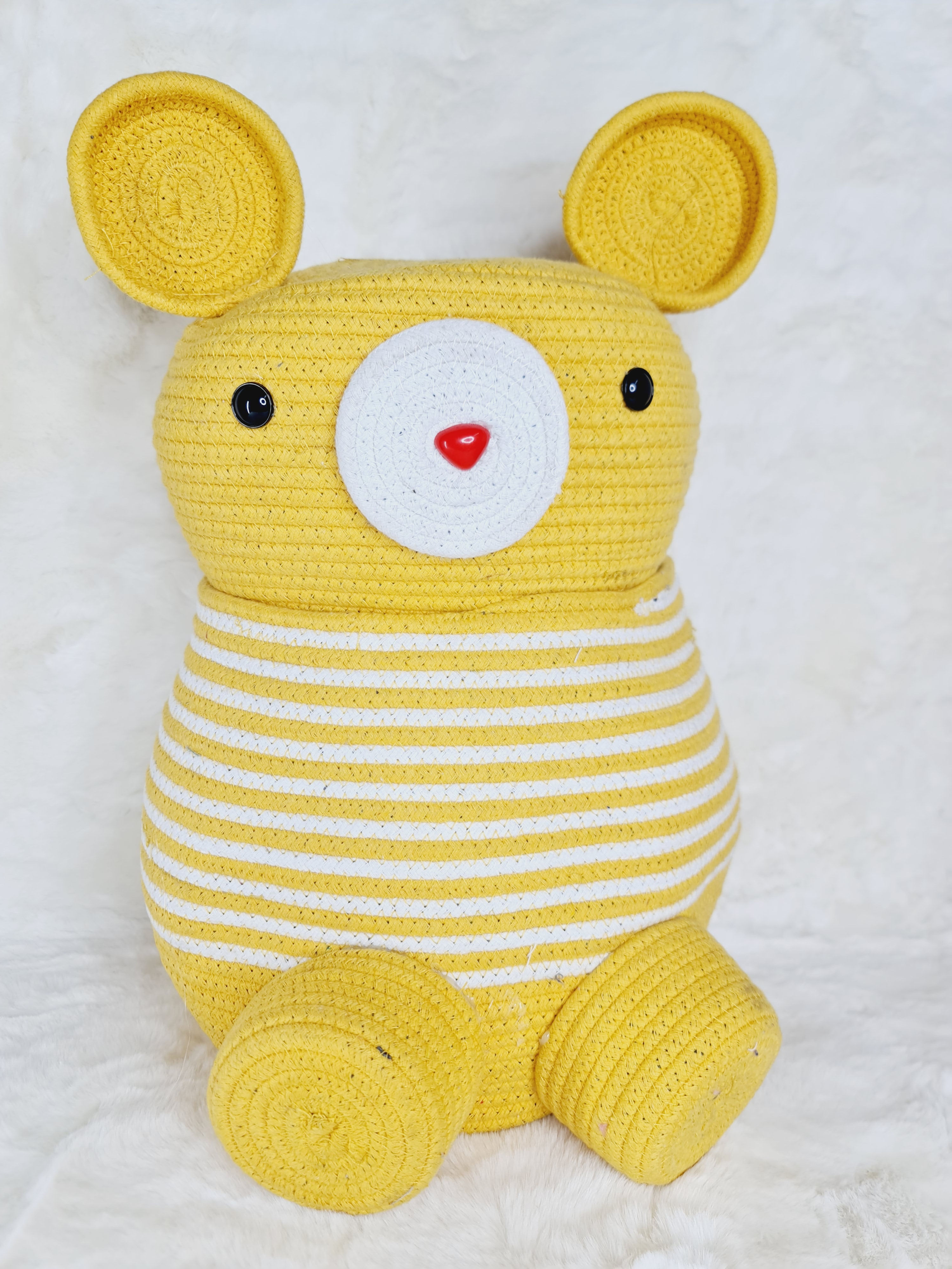 Tiny Blush Yellow Teddy themed storage basket with a lid 30*30*45 CM | TB-022