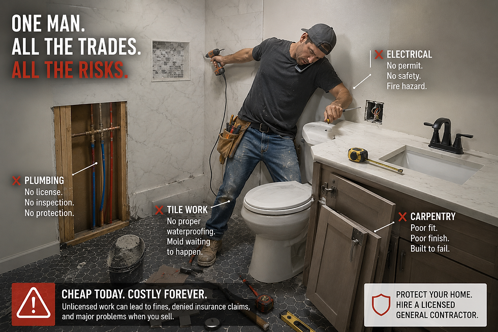 The Real Risks of Hiring a Handyman for Your Bathroom or Kitchen Renovation in Florida