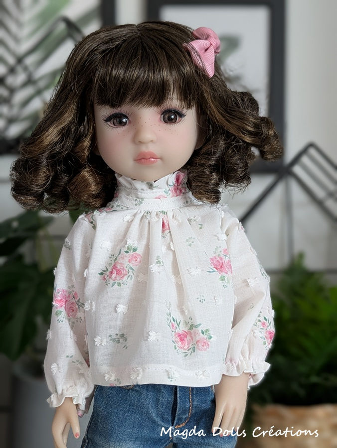 Thumbnail: 4/12 Blouse en plumetis coton blanc fleuri pour RRFF