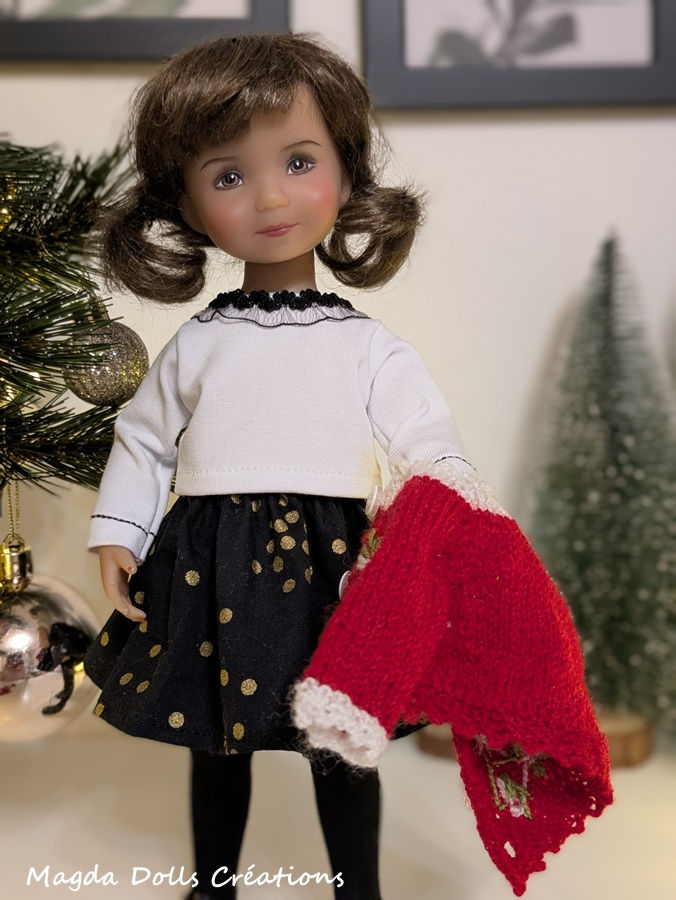 Miniatura: 21/12 Gilet blanc/rouge pour Li'L Dreamer/Boneka avec broderies