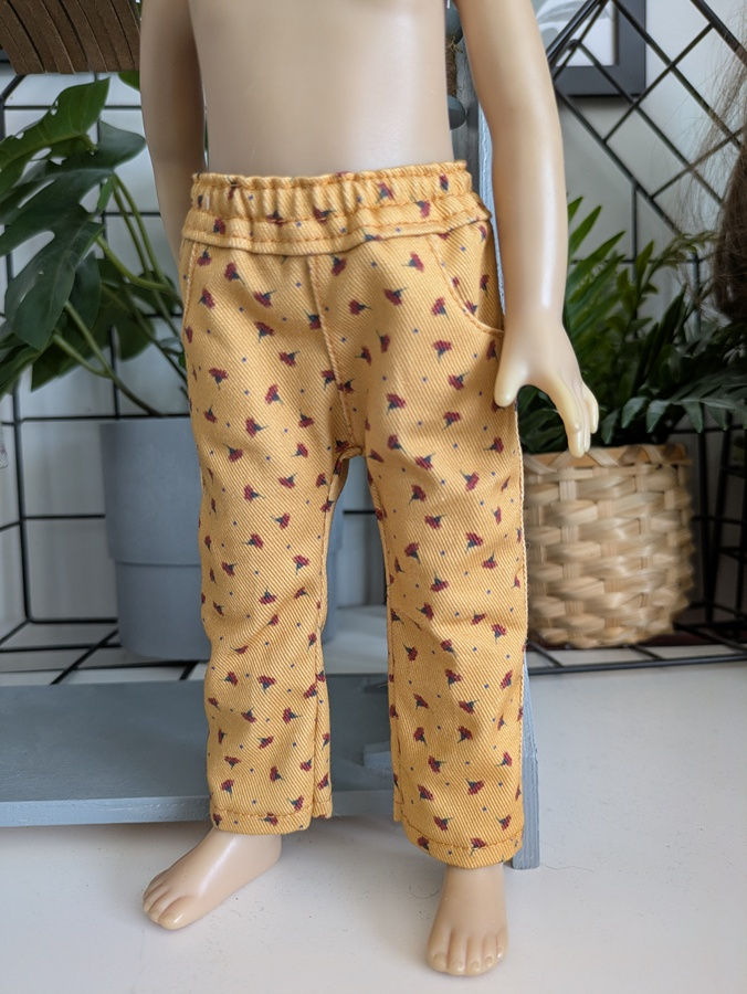 Thumbnail: Pantalon ocre petites fleurs, 3 tailles