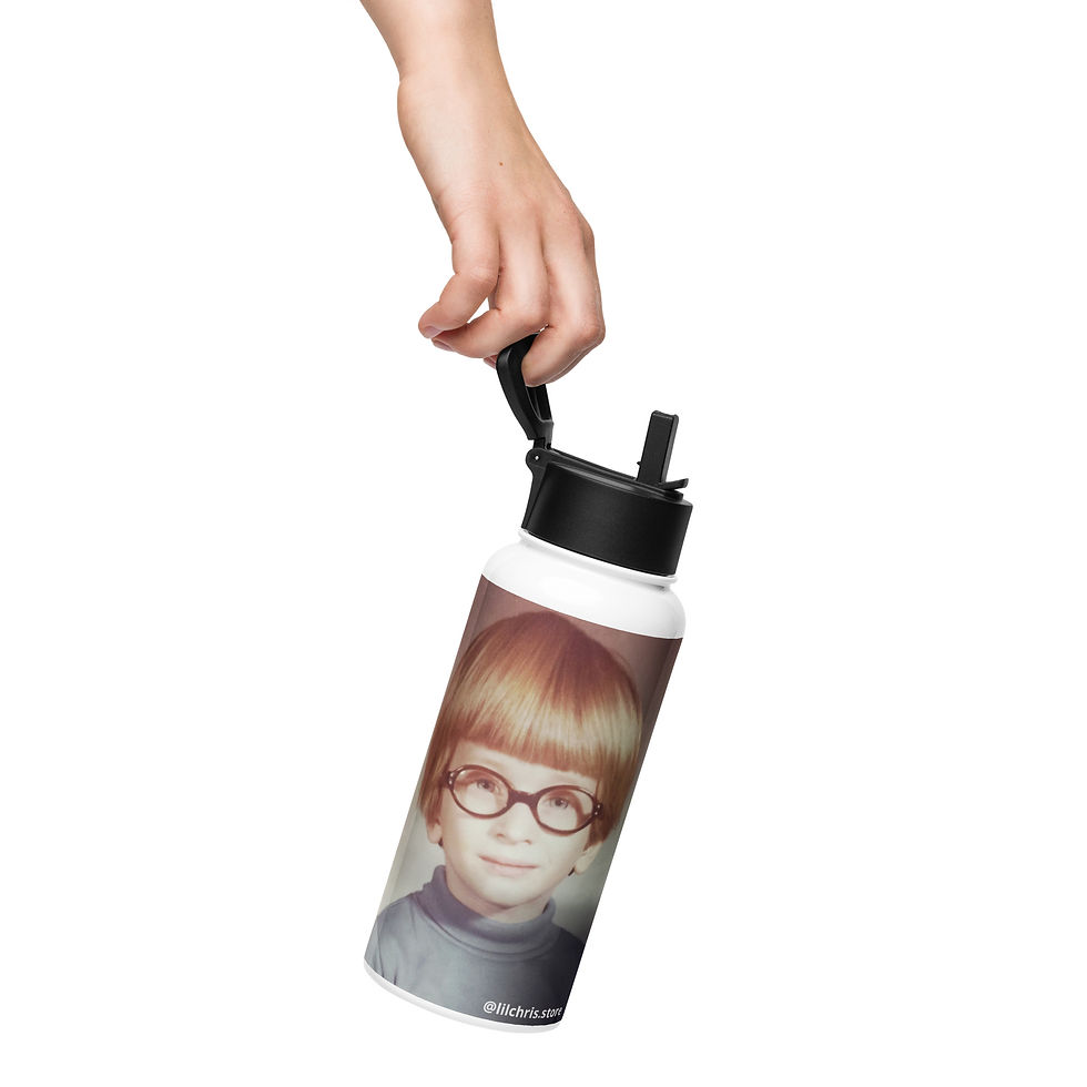 Thumbnail: lil'chris stainless steel water bottle with a straw &  lid