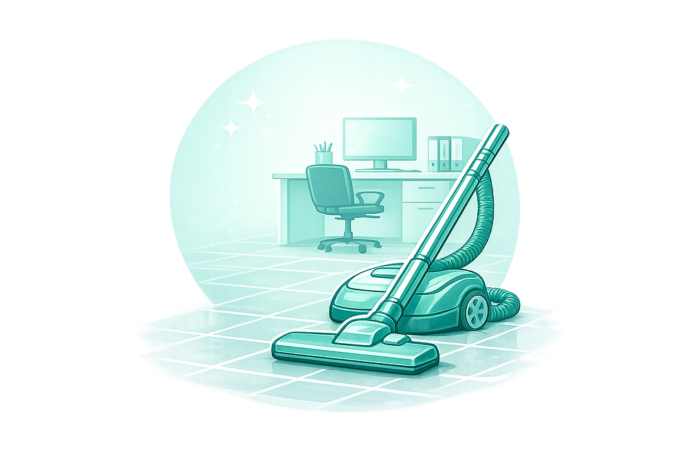 Teal vacuum in a modern office
