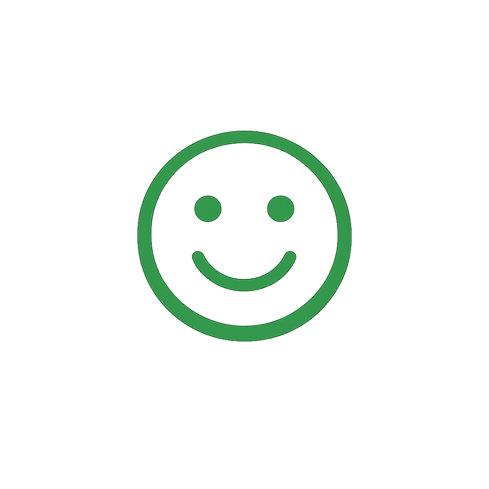 Green smiley face icon on transparent background