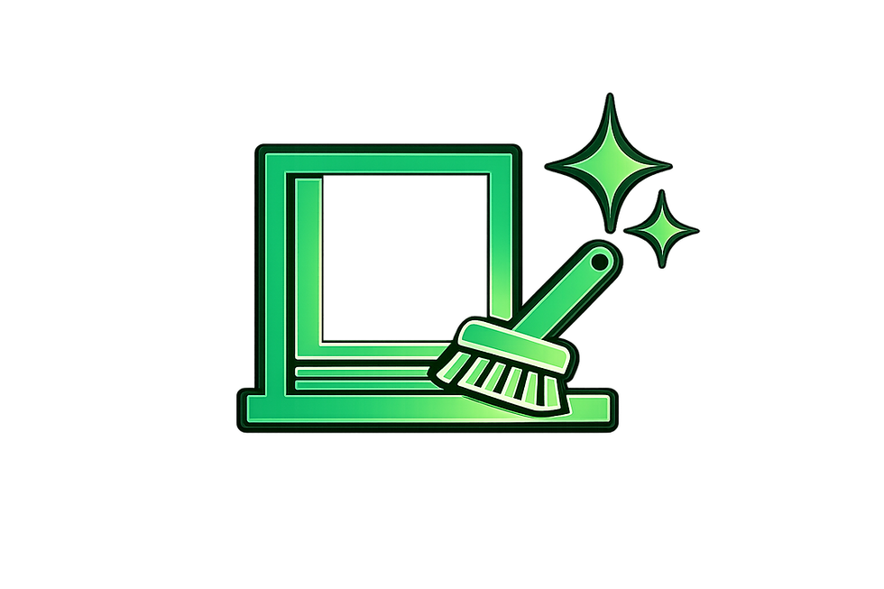 Green cleaning icon with sparkles