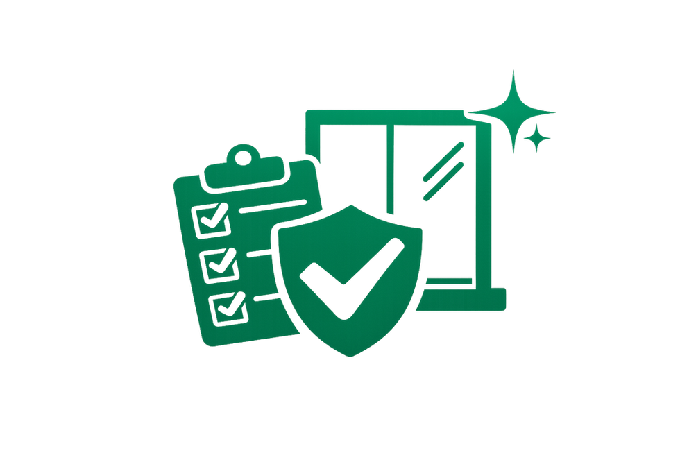 Green cleaning and inspection icons