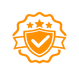 Orange shield emblem with stars