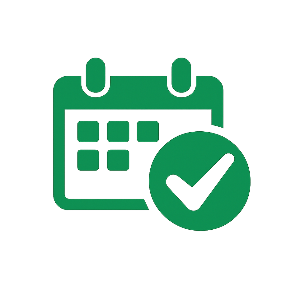 Green calendar with checkmark icon.png