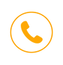 Orange telephone icon with circular ring