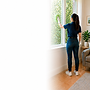 Cleaning in a bright, modern room