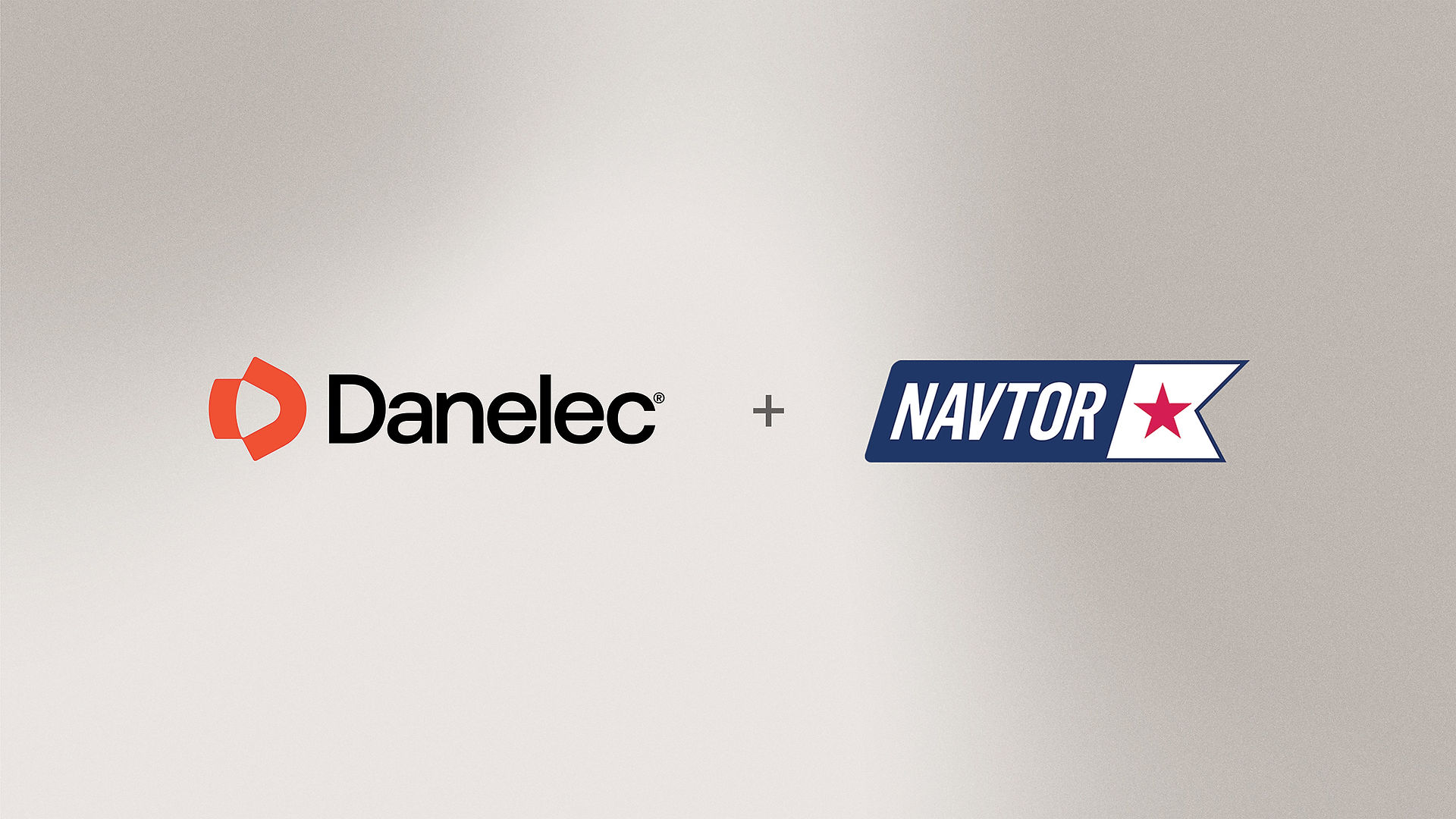 The Danelec logo in orange and black and the Navtor logo in blue, white and red