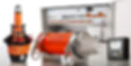 Several marine data recorders on a white studio background. The products are orange and black