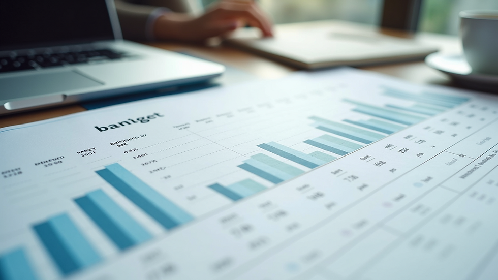 Close-up view of a project timeline and budget spreadsheet on a desk