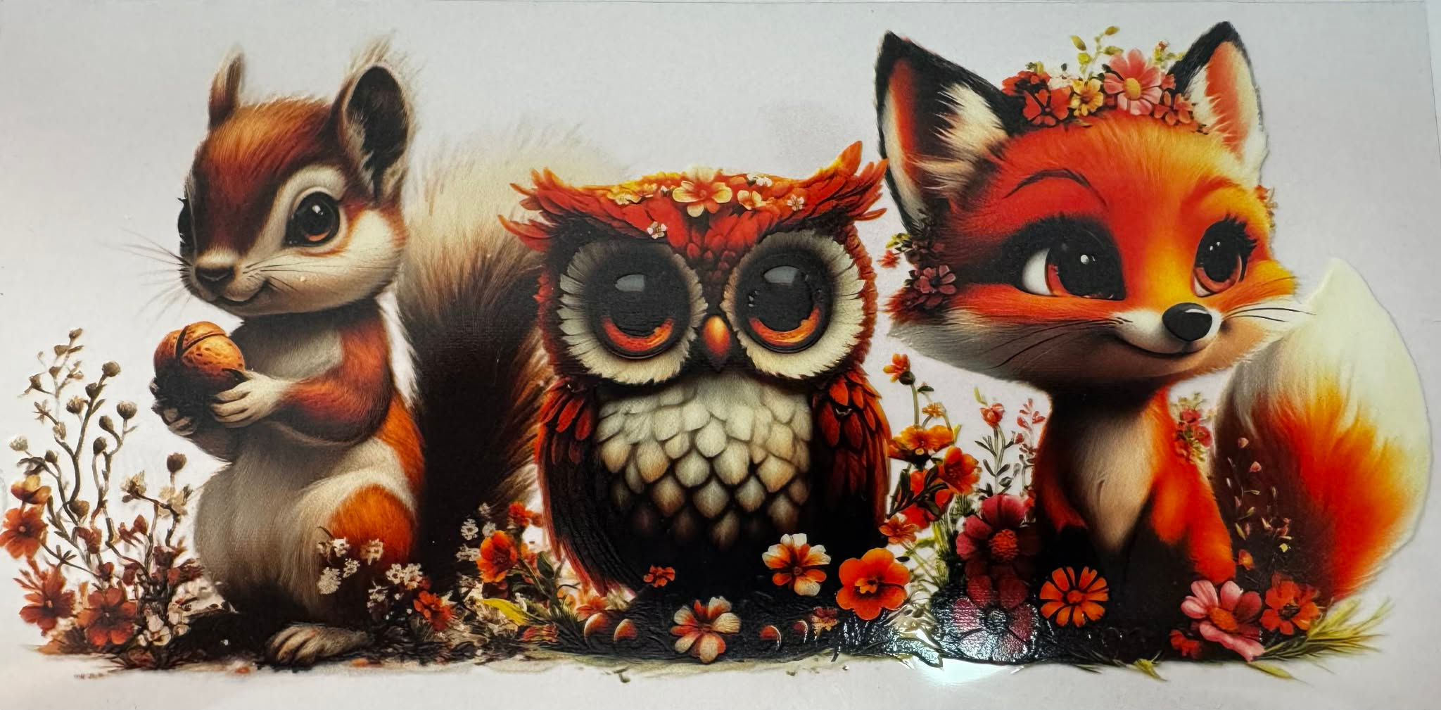 Baby squirrel, owl and fox 1