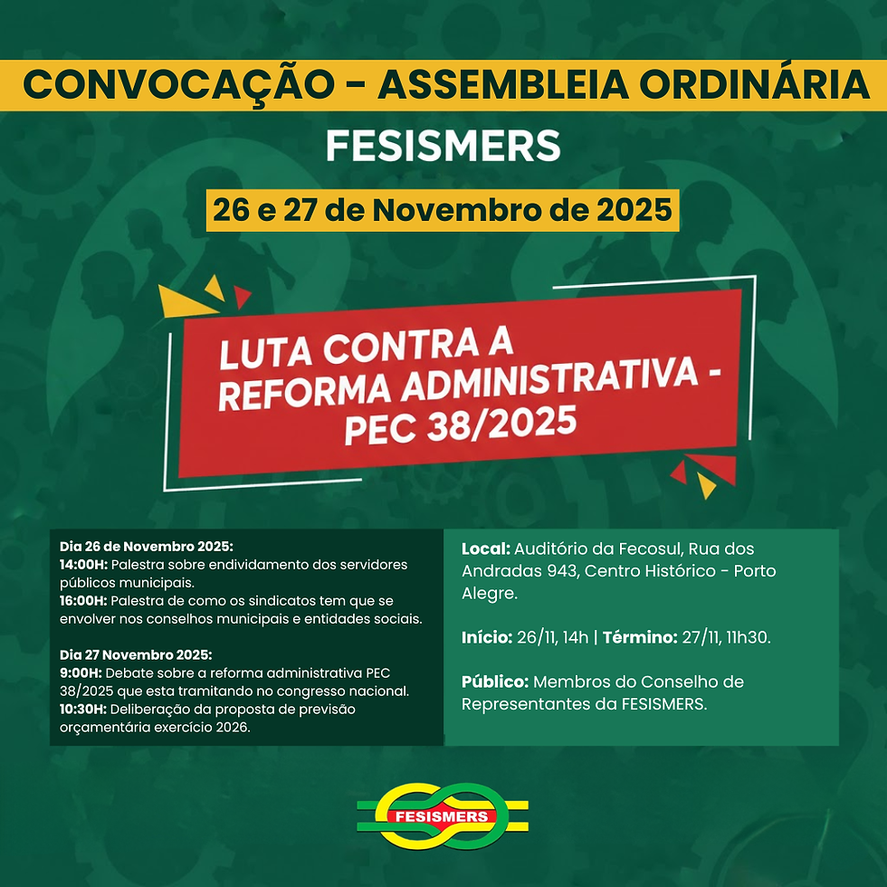 FESISMERS Convoca Assembleia Geral Ordinária para Enfrentar Desafios Cruciais em 2026