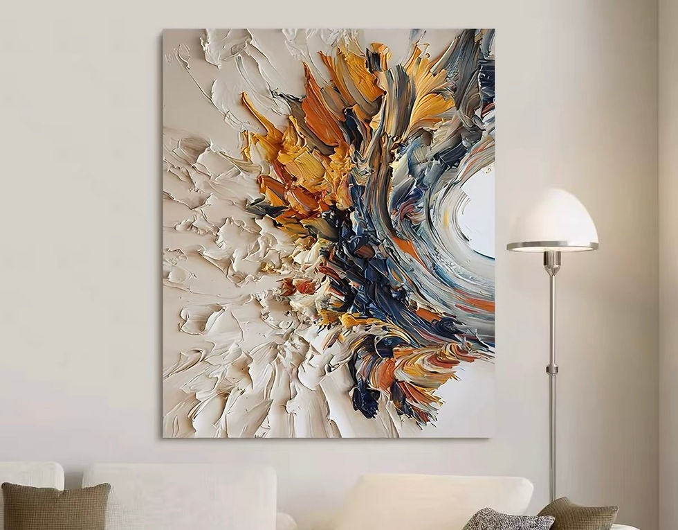 Thumbnail: Abstract 3D Textured Wall Art, Modern Wabi-Sabi Decor, 80 x 120 cm