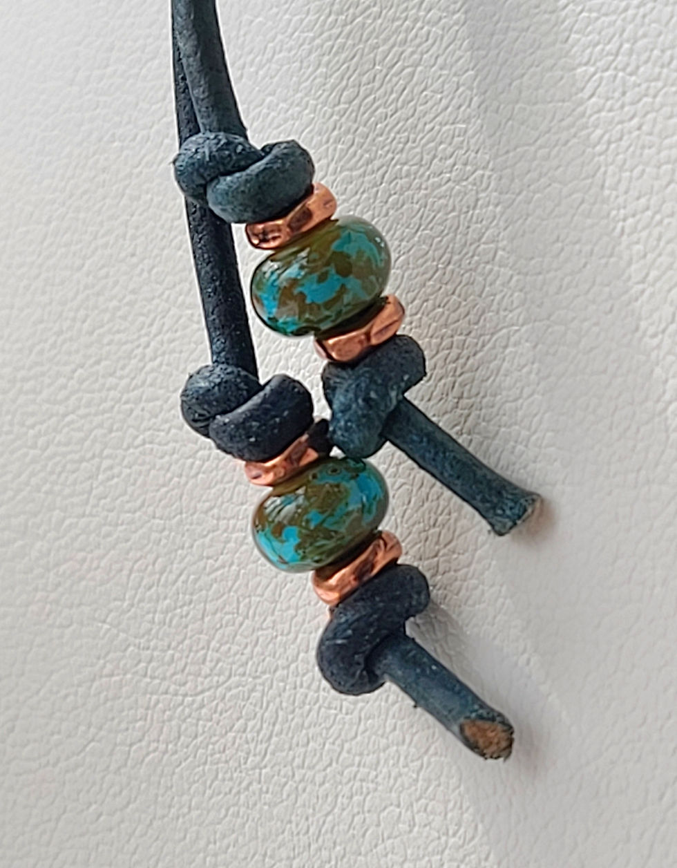 Thumbnail: Copper sun beach glass pendant necklace 