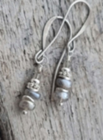 Luster polished labradorite beaded earrings 