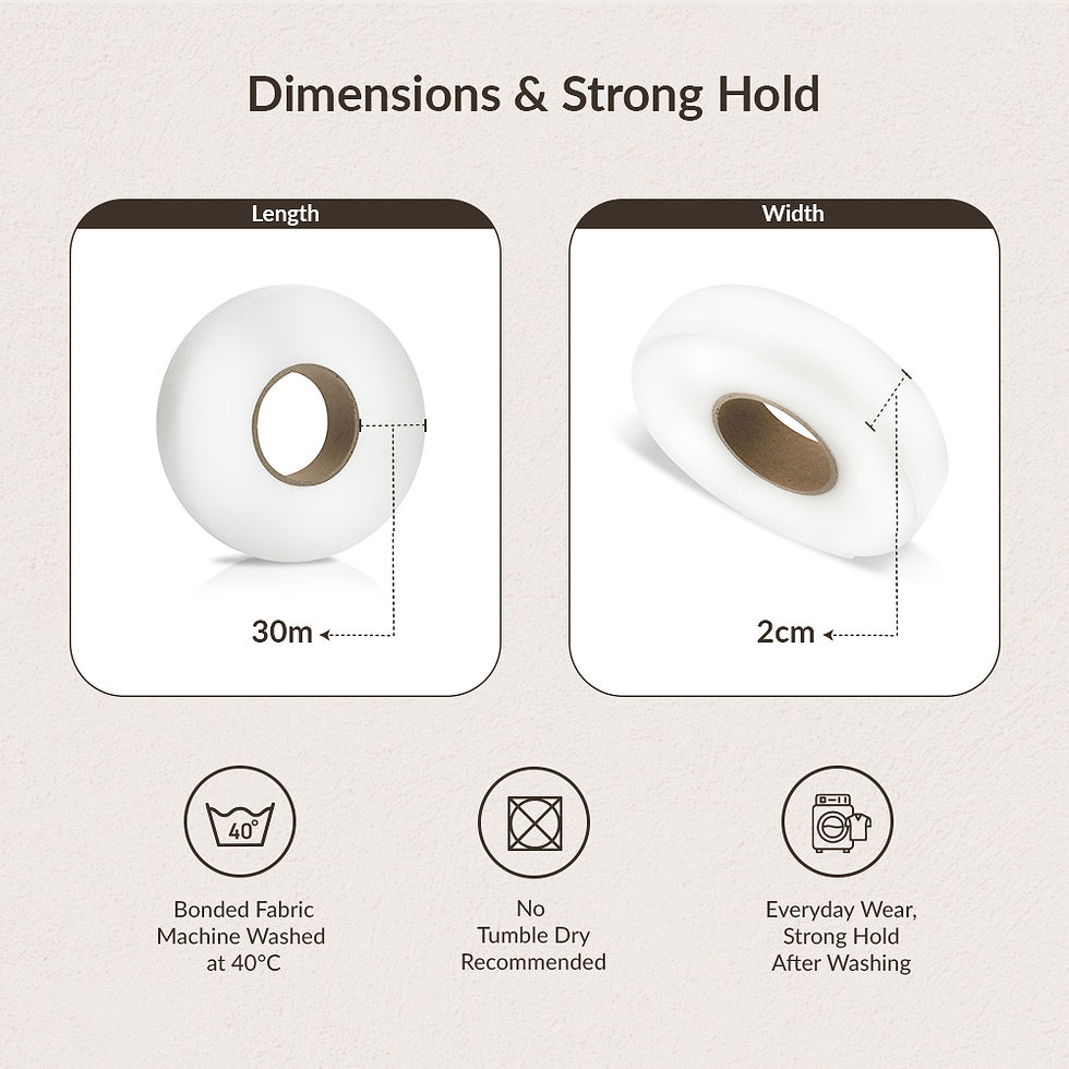 Thumbnail: ARVO Iron On Hemming Tape – 30m x 2cm Hem Tape for Trousers, Curtains, Clothes