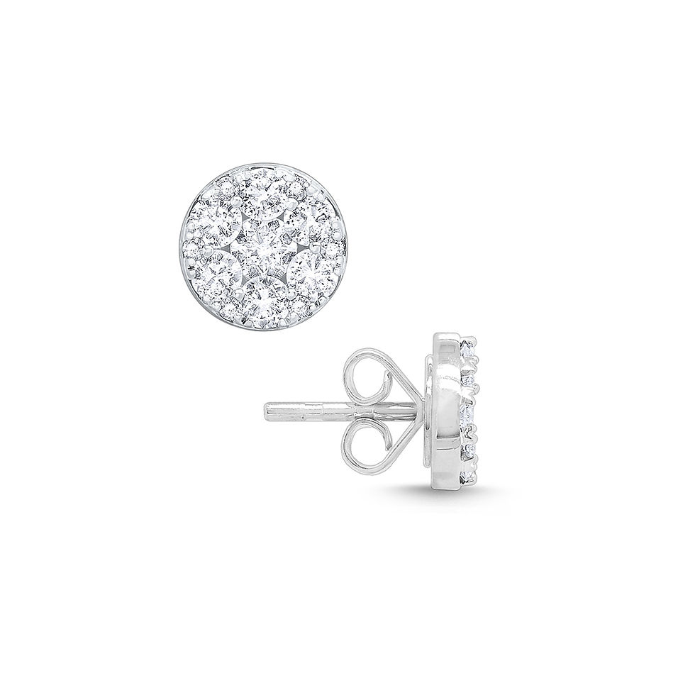 14k Gold and Diamond Pave Stud Earrings