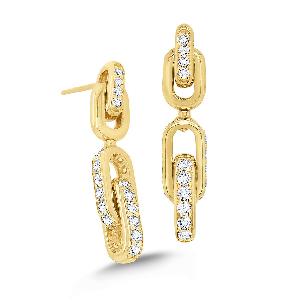 14k Gold and Diamond Bold Link Earrings