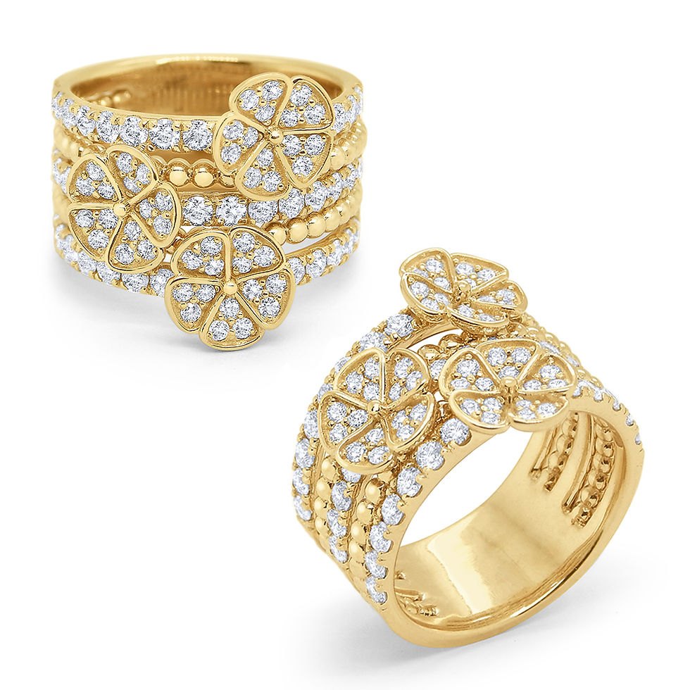 14k Gold and Diamond Statement Flower Ring