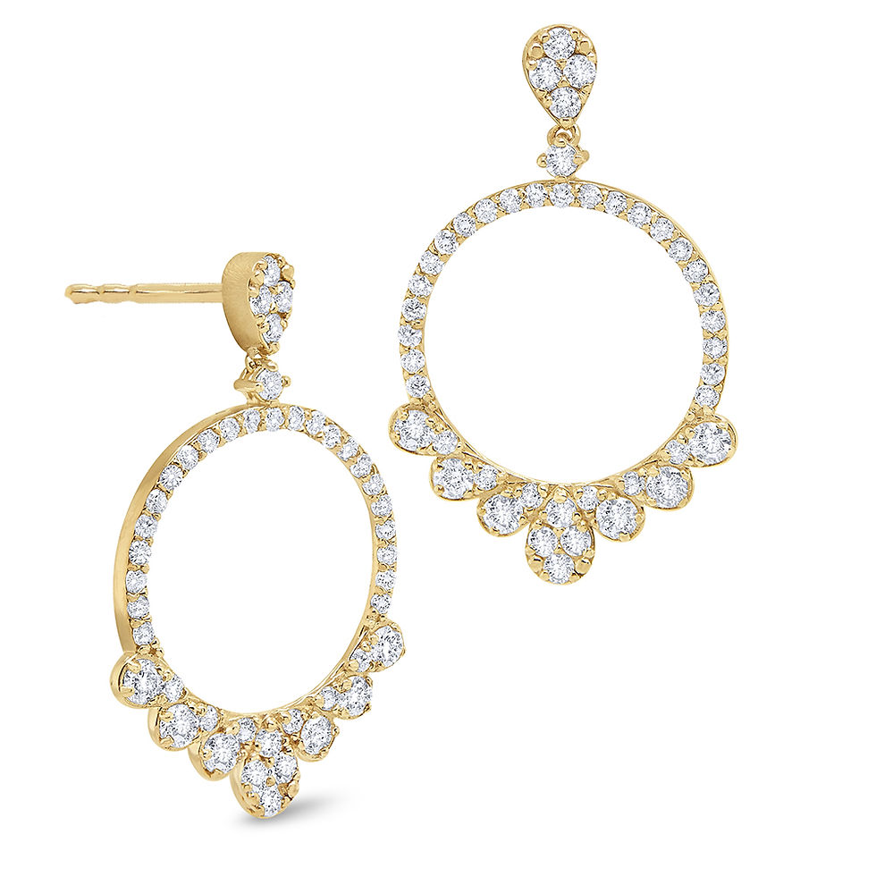 14k Gold and Diamond Open Circular Earrings
