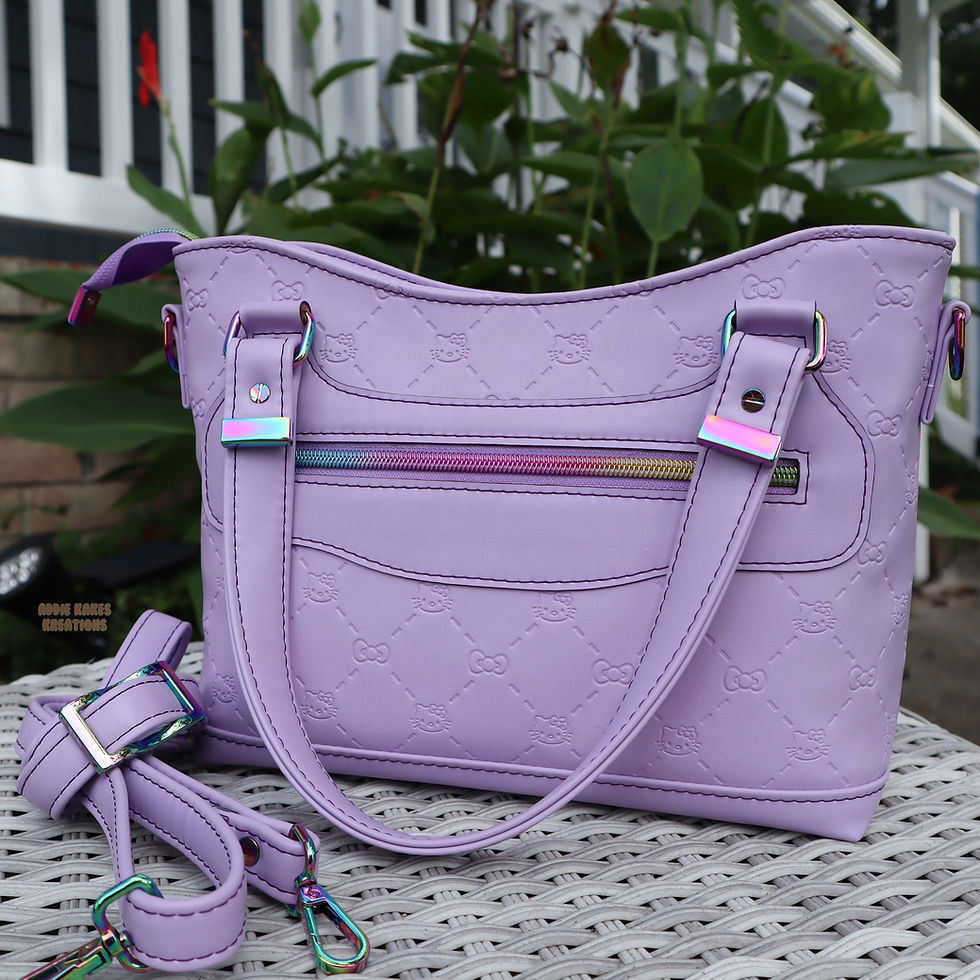 Thumbnail: Lavender Debossed Cute Kitty Handbag
