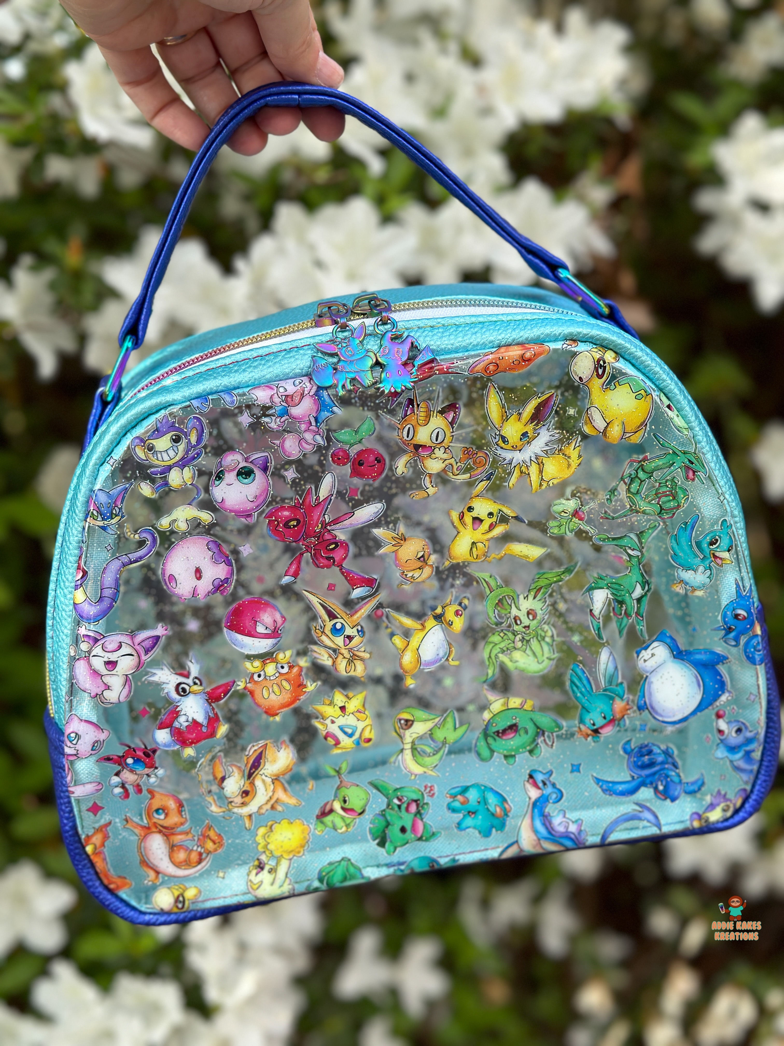 Clear Glitter Vinyl Rainbow Critters Sassy Bag