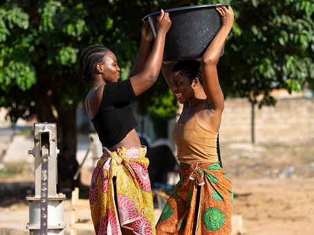 Women fetching water from a borehole
