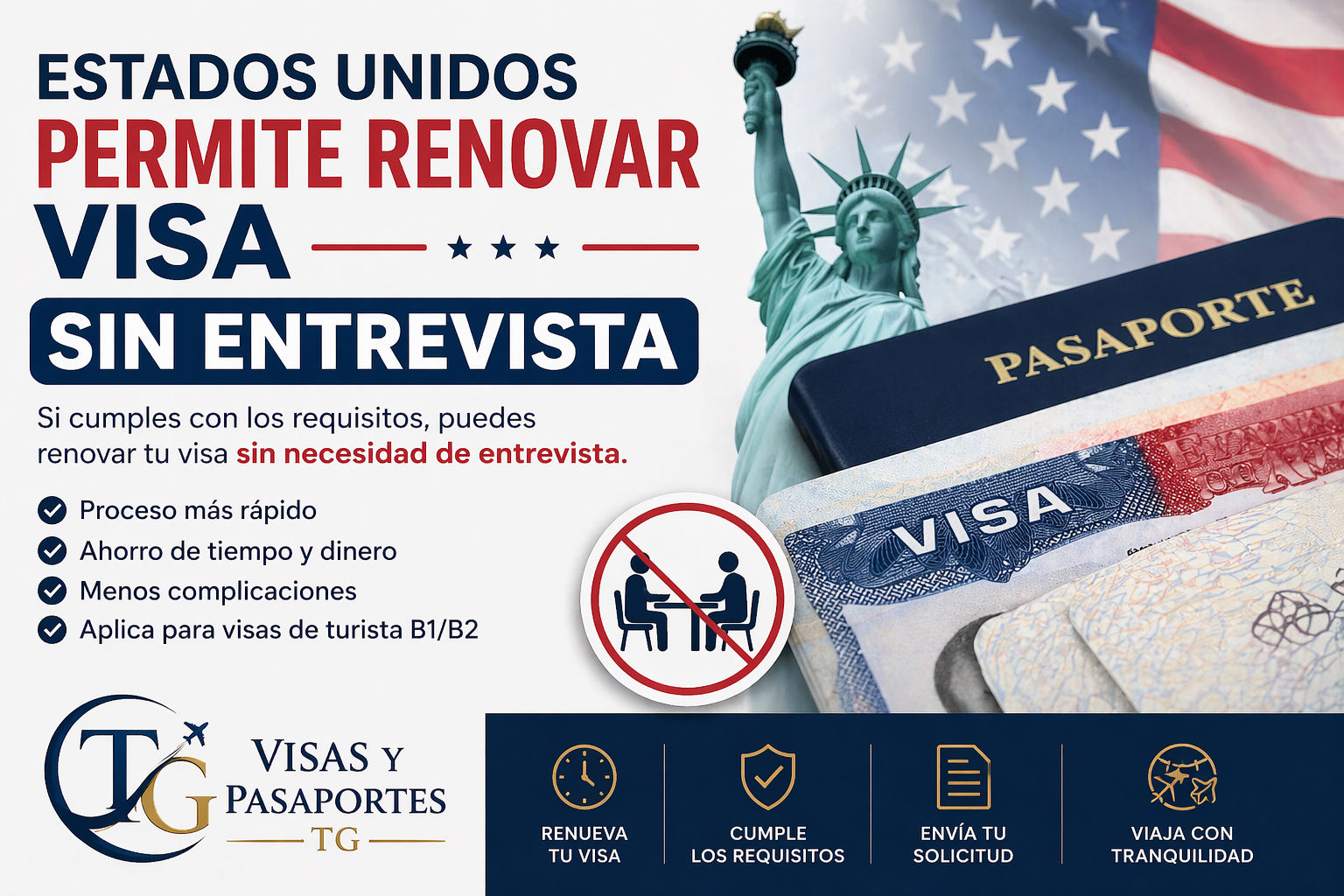 Renovacion Visa Americana sin entrevista, rápido y fácil.
