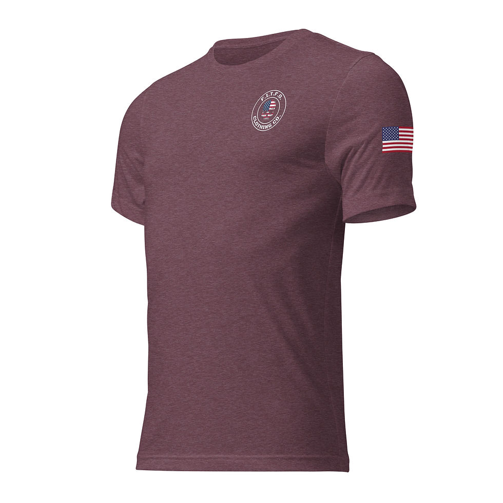 Thumbnail: Tri-Blend Short Sleeve T-Shirt - Skull WITH American Flag