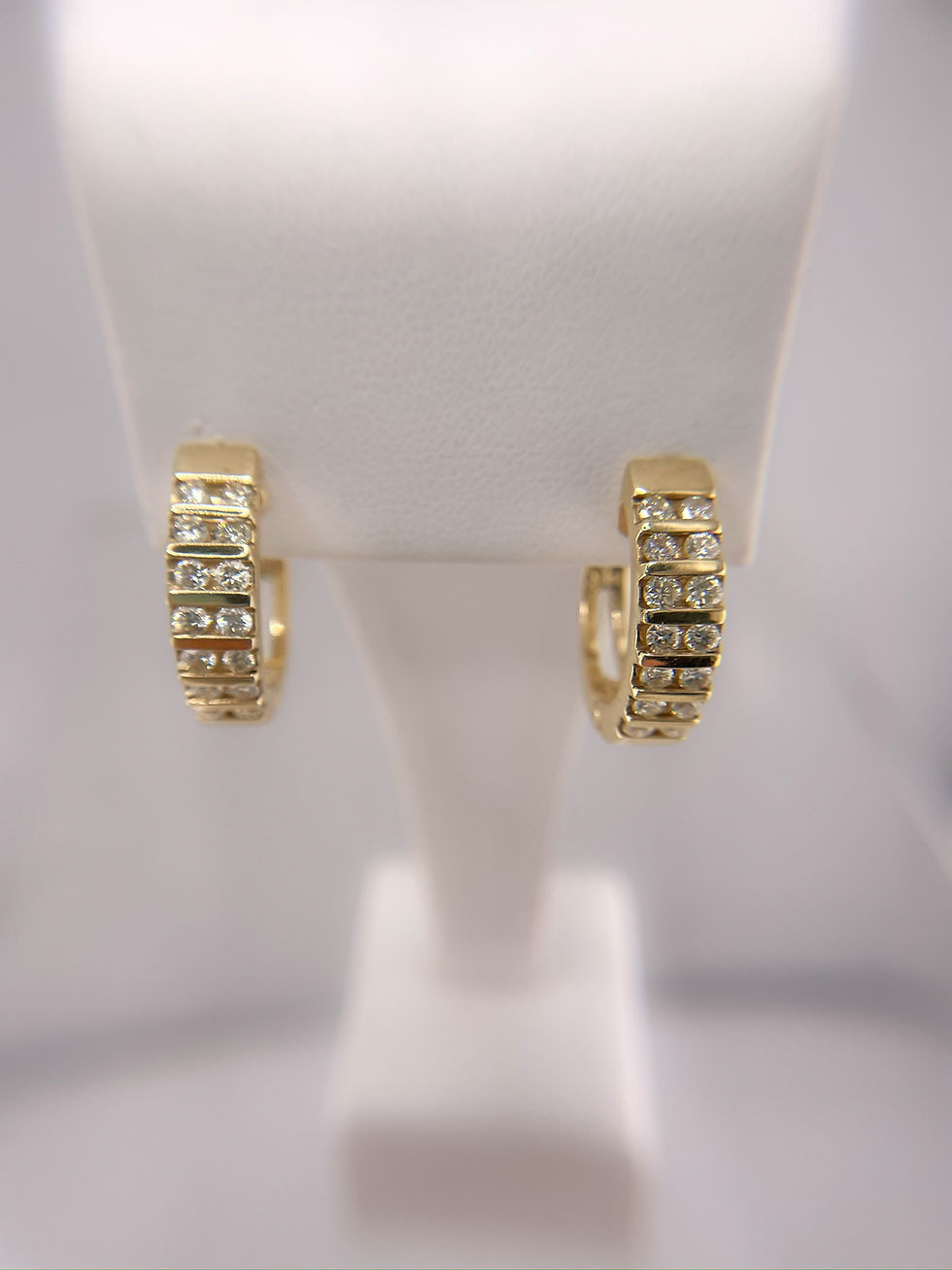Thumbnail: 14ky Diamond Duo Channel Set Hinged Hoops. .48 ctw