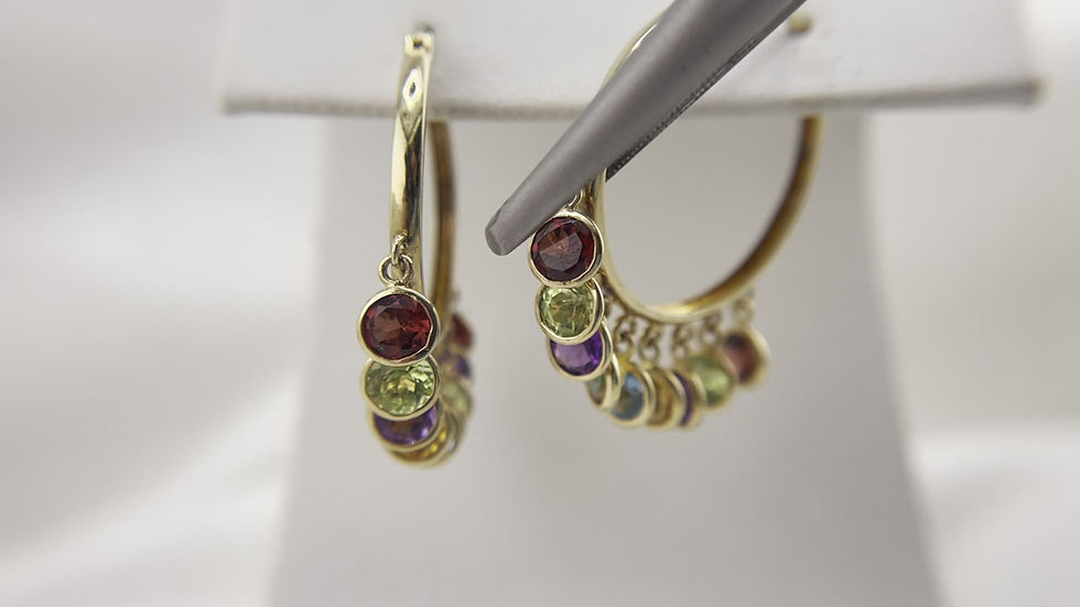 Thumbnail: 14KY Multi-Gem Amulet Hoops