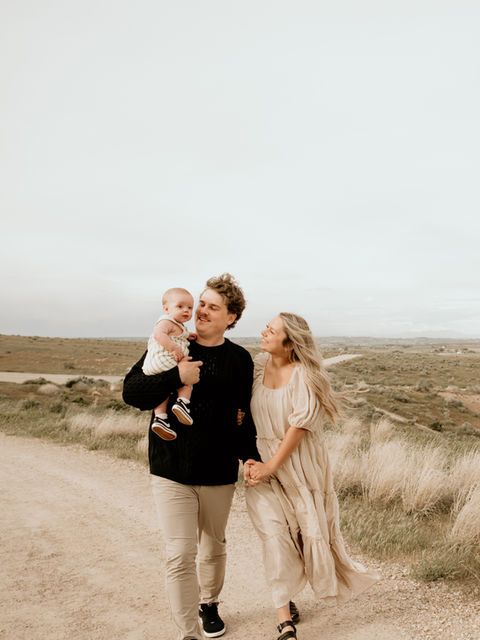 Boise Family Photography clients walking with their baby