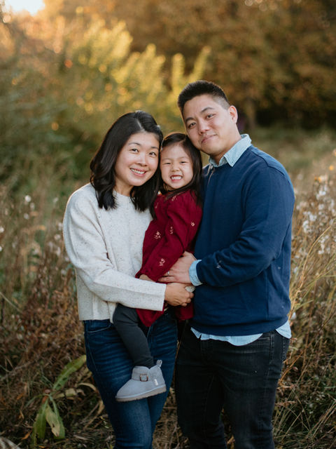 Boise Family Photography clients posed looking at the camera during golden hour