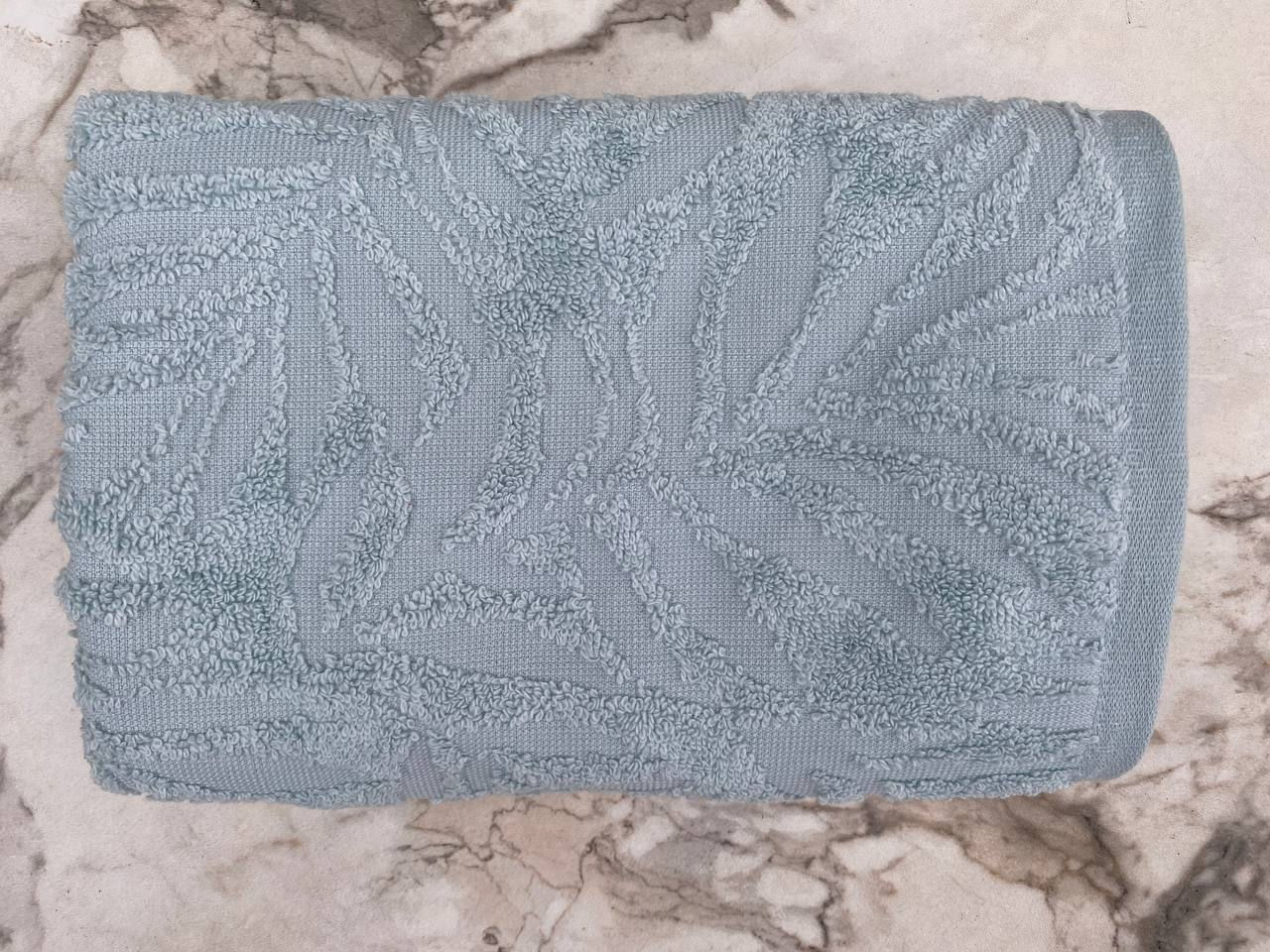 Yaprak desen jakarlı el ve yüz havlusu