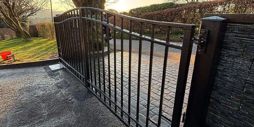 Black automatic driveway gates