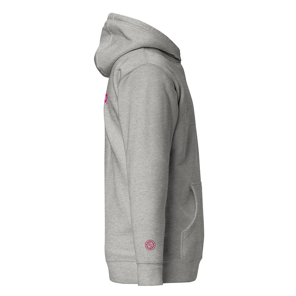 Thumbnail: Unisex Hoodie - Never give up (#3) - pink embroidery