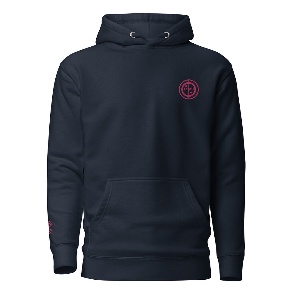 Thumbnail: Unisex Hoodie - Born optimistic (#3) - pink embroidery