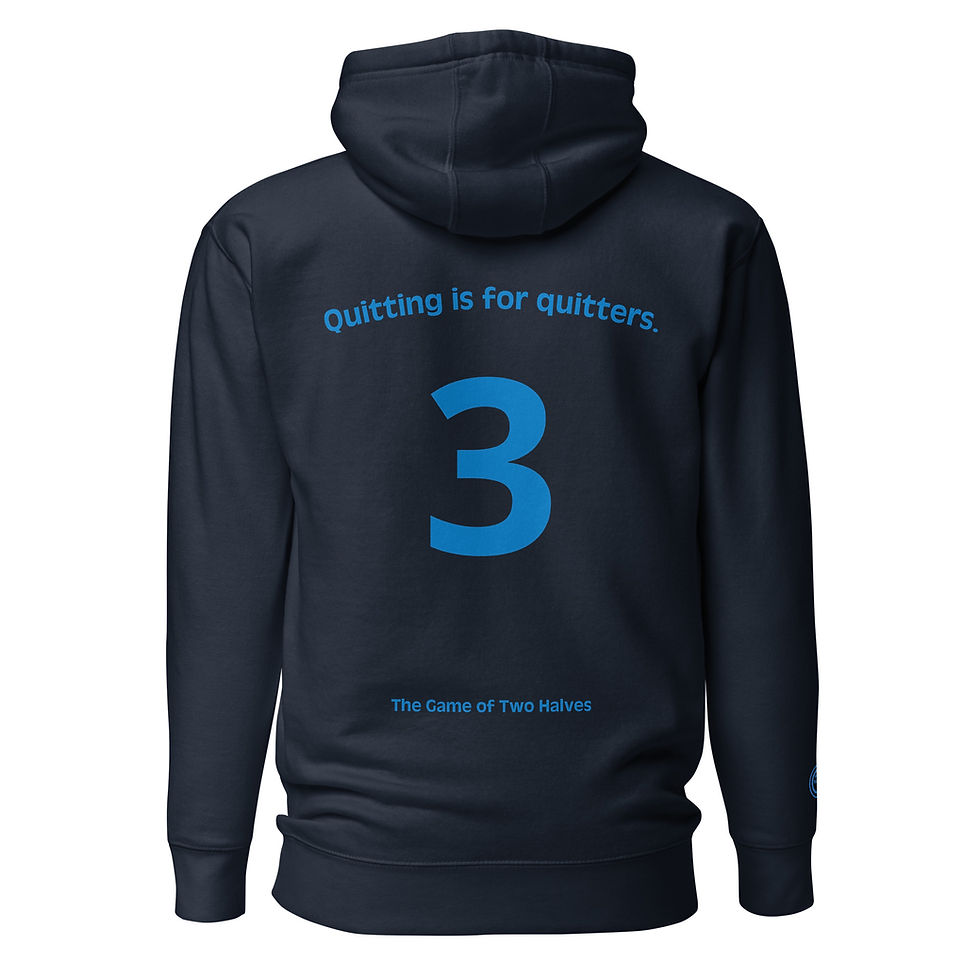 Thumbnail: Unisex Hoodie - Quitting is for quitters (#3) - blue embroidery