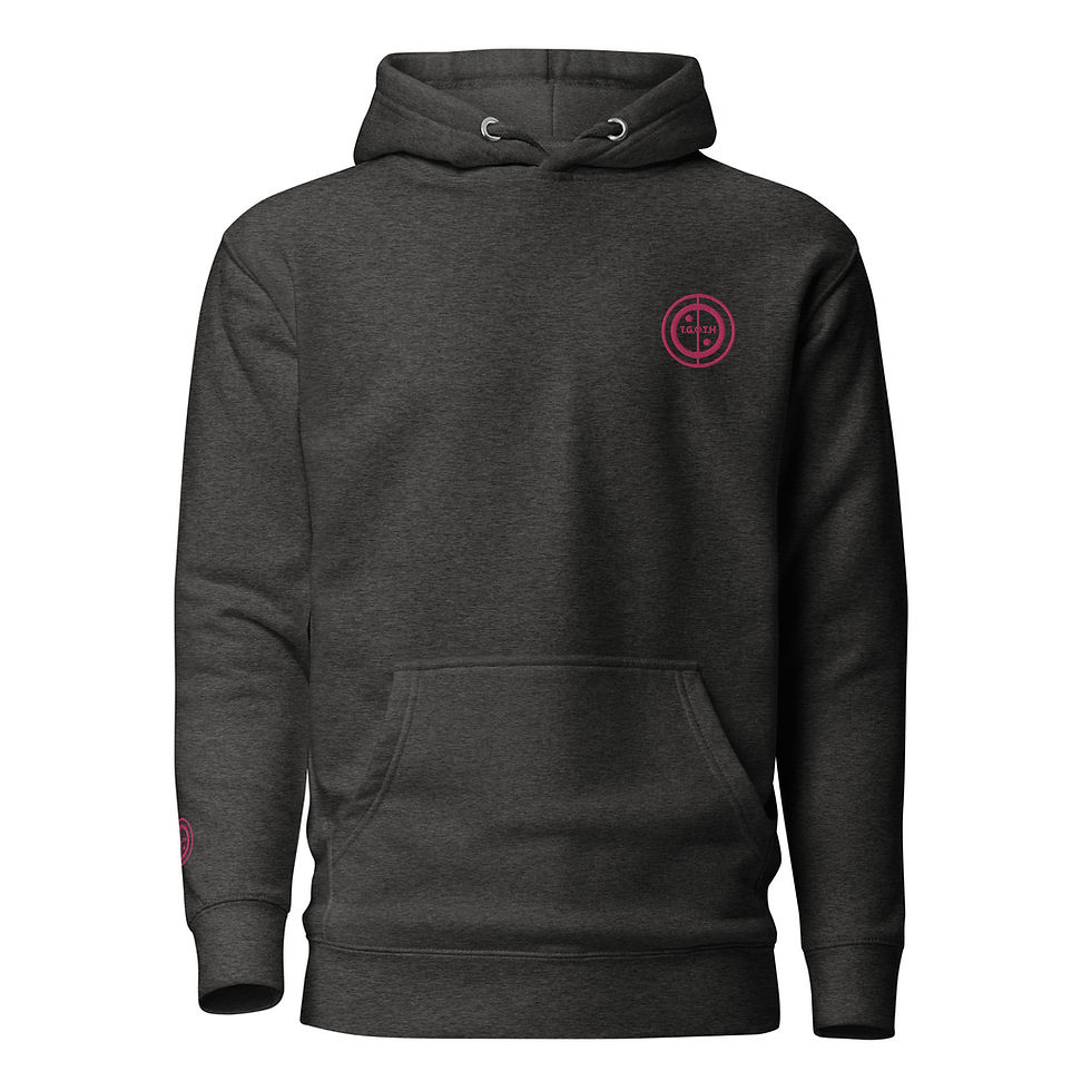 Thumbnail: Unisex Hoodie - Never give up (#3) - pink embroidery