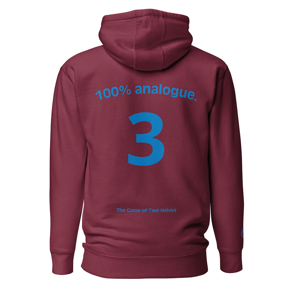 Thumbnail: Unisex Hoodie - 100% analogue (#3) - blue embroidery