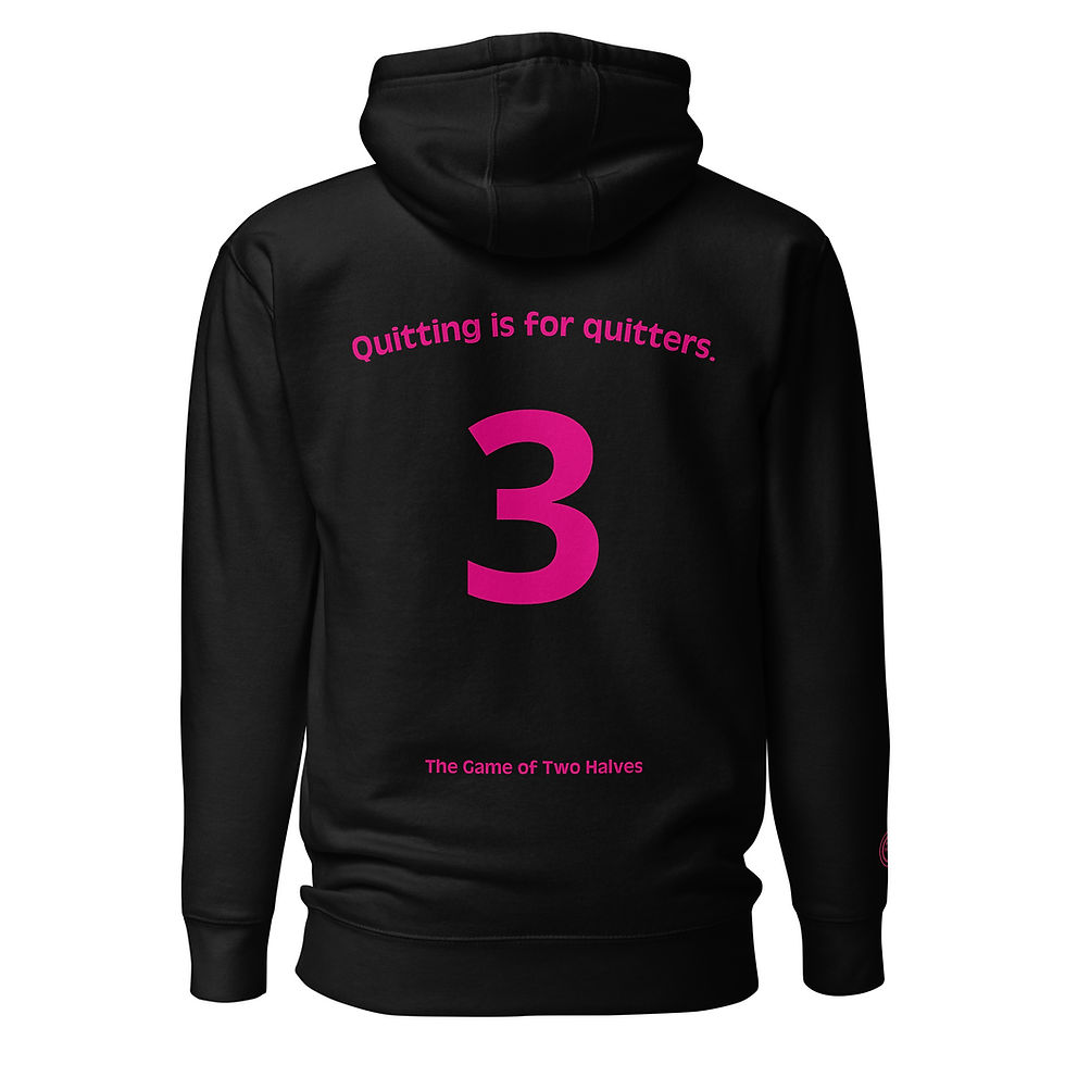 Thumbnail: Unisex Hoodie - Quitting is for quitters (#3) - pink embroidery